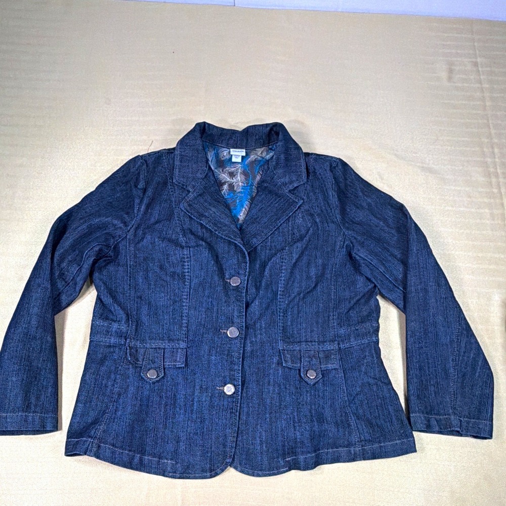 Venezia Women's Blue Denim Button-Front Jacket w/ Pockets Plus Size 18/20